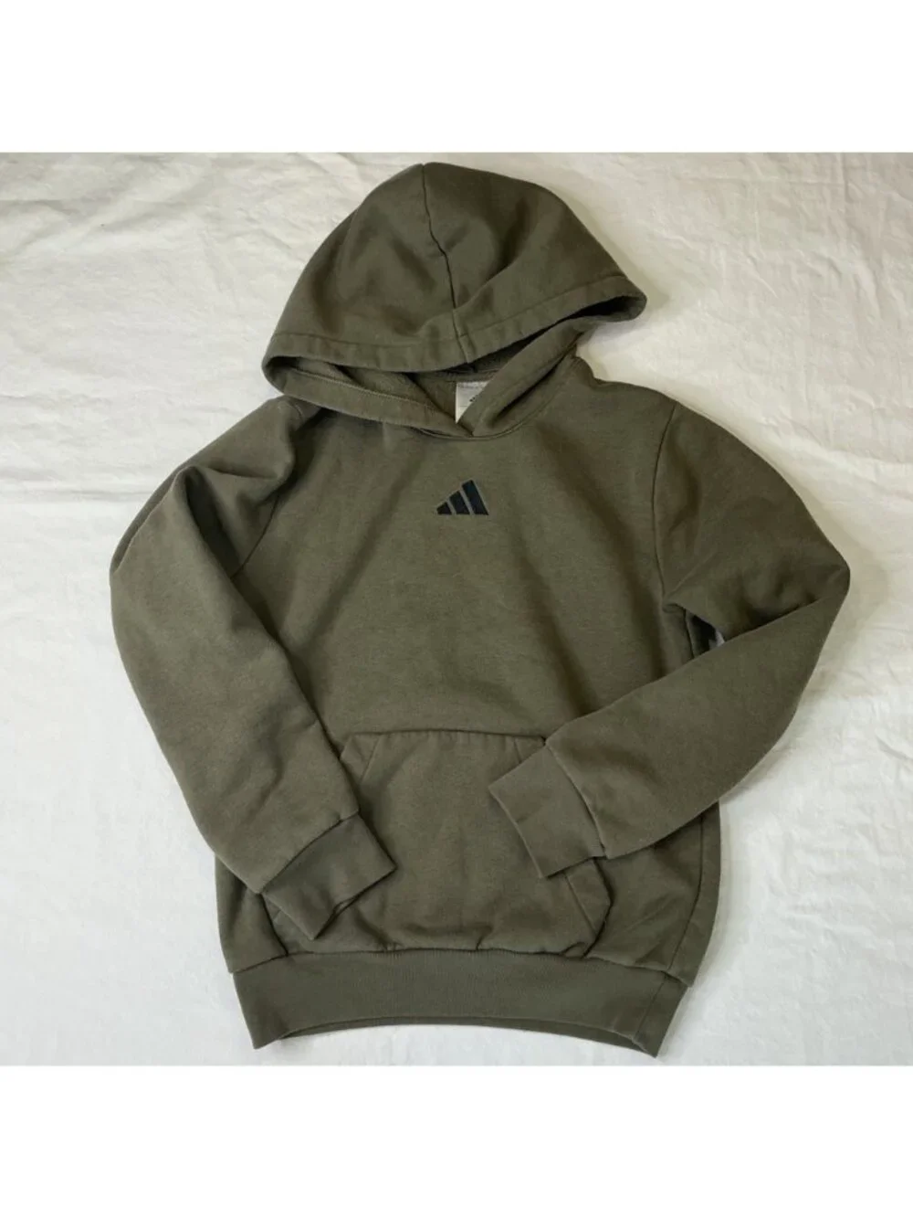 Adidas Boys Olive Green Hoodie Jogger M (10/12) Essential Small Logo Fleece Set
